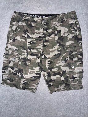 Iron Flex Camouflage Cargo Shorts Size 36 Camo Utility Military Style Shorts